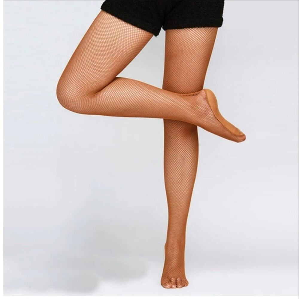 Danceand Sway Adult Professional Seamless Fishnet Tights Apricot NEW Size L/XL